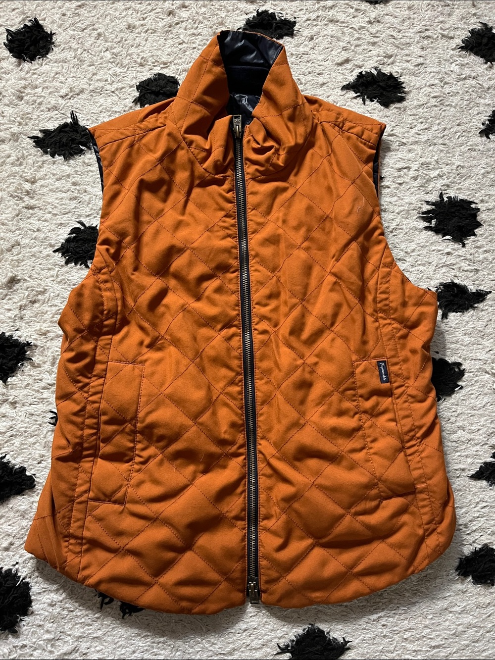 Faconnable Size Medium Burnt orange/Brown Quilted vest Inside Blue puffer
